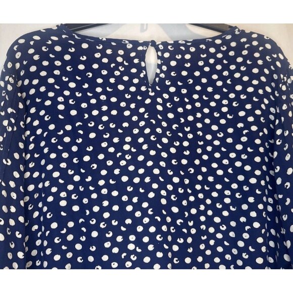 Soft Surroundings Women’s Sonrisa Blue White Polka Dot Ruffle Blouse Top Sz 1X - Picture 6 of 11
